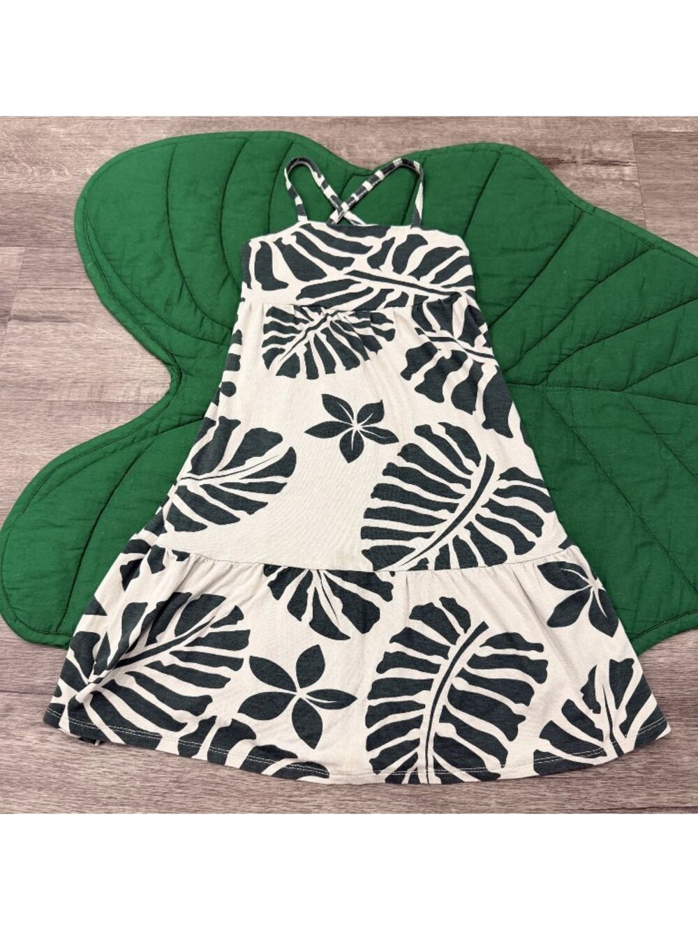 Tanoa Girls Toddler 4 Cream Green Floral Tropical Aloha Dress